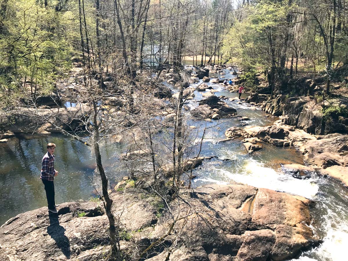 hiking along the river in Chewacla State Park